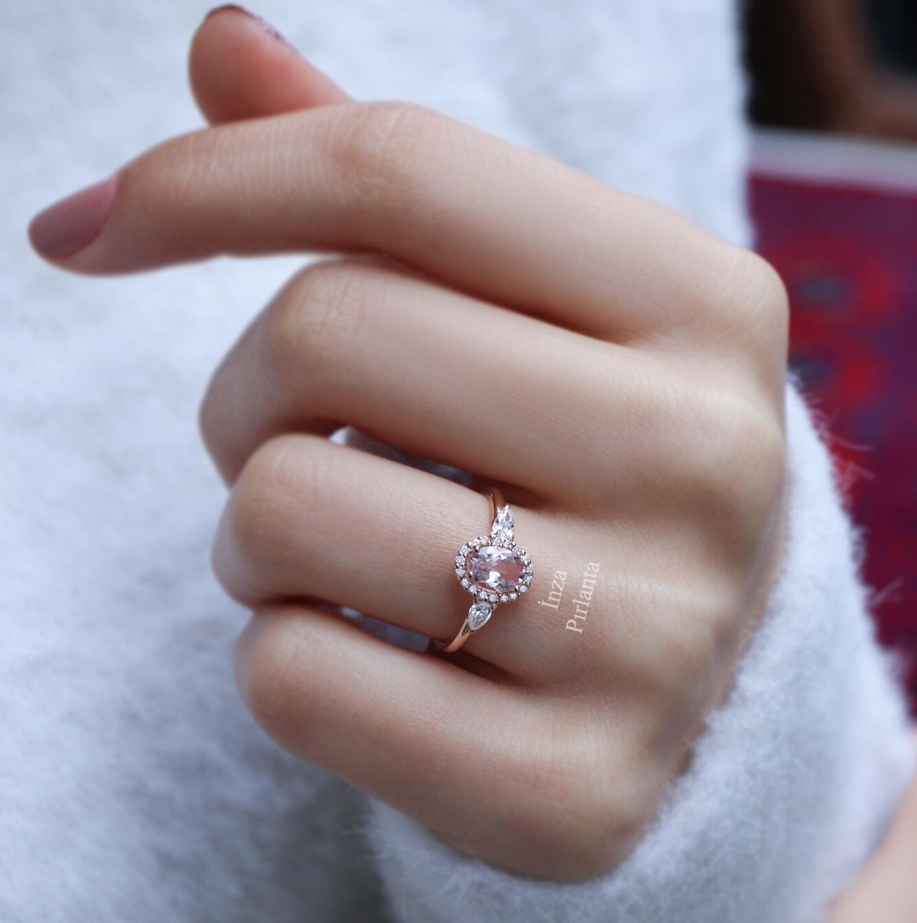 Vintage Damla Morganite & Pırlanta Yüzük