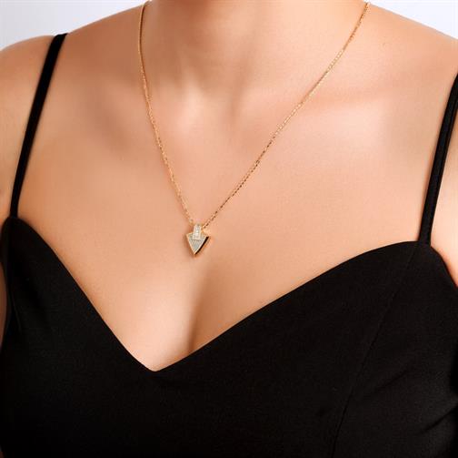 Taşlı Geometrik Kalkan Kolye