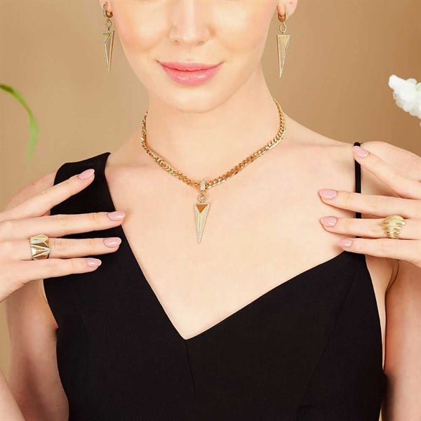 Taşlı Üçgen Kolye Ucu Charm