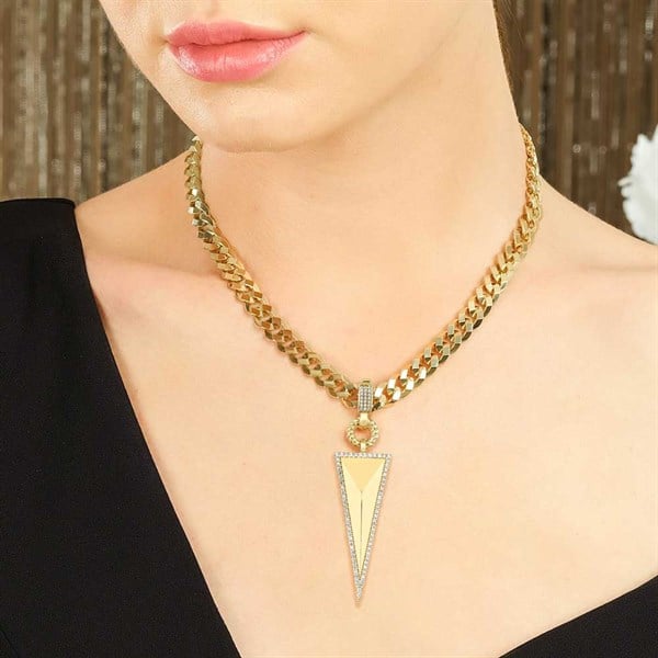 Taşlı Üçgen Kolye Ucu Charm