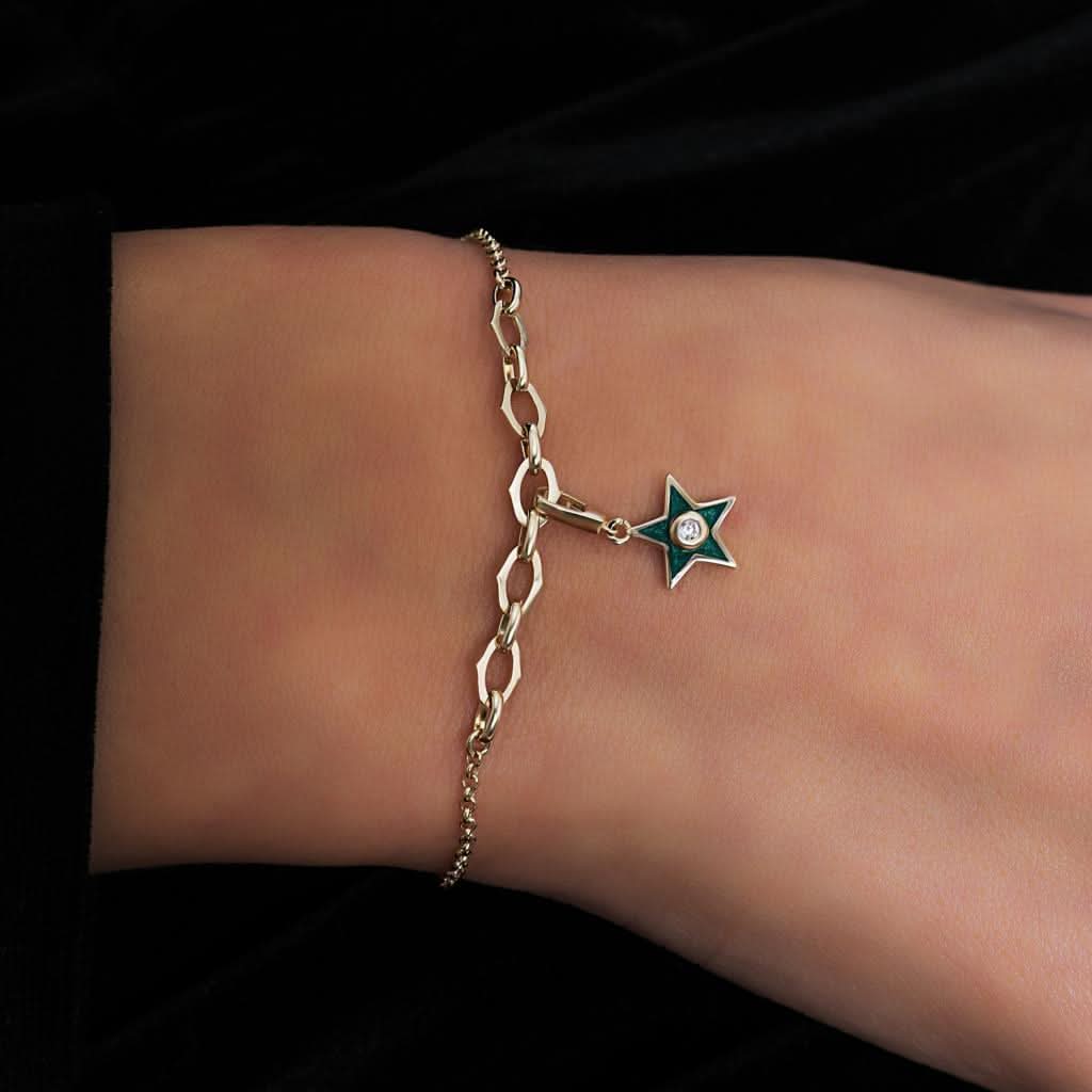 Taşlı Altın Yıldız Bileklik