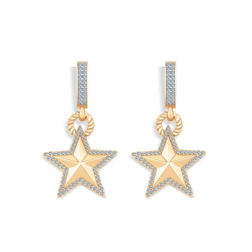 Taşlı Yıldız Altın Küpe