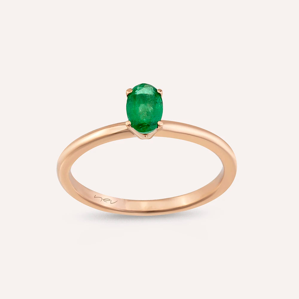 Theia 0.41 CT Zümrüt Taşlı Rose Altın Yüzük