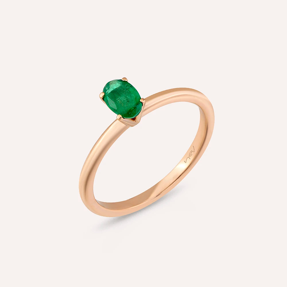 Theia 0.41 CT Zümrüt Taşlı Rose Altın Yüzük