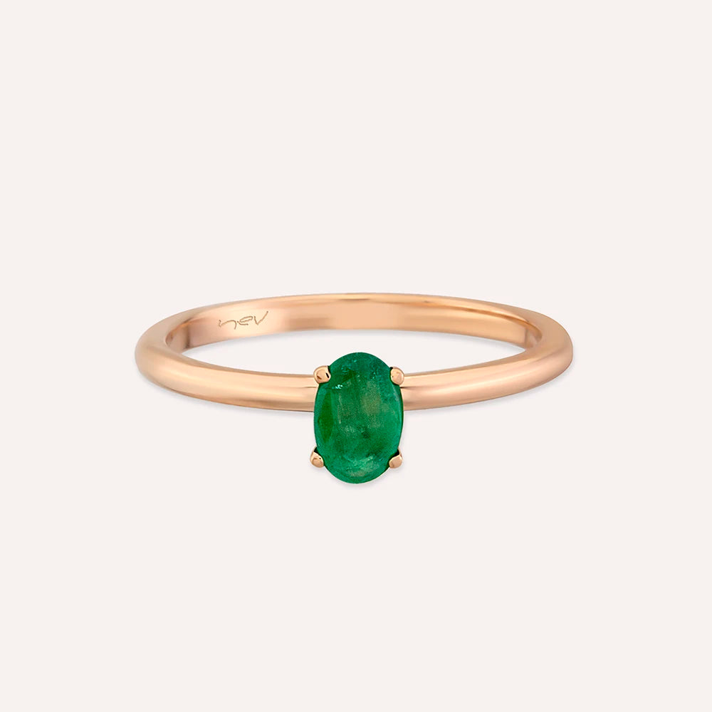 Theia 0.41 CT Zümrüt Taşlı Rose Altın Yüzük