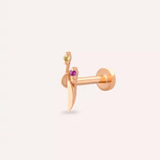 Tiara Multicolor Safir Taşlı Rose Altın Piercing