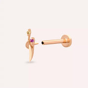 Tiara Multicolor Safir Taşlı Rose Altın Piercing