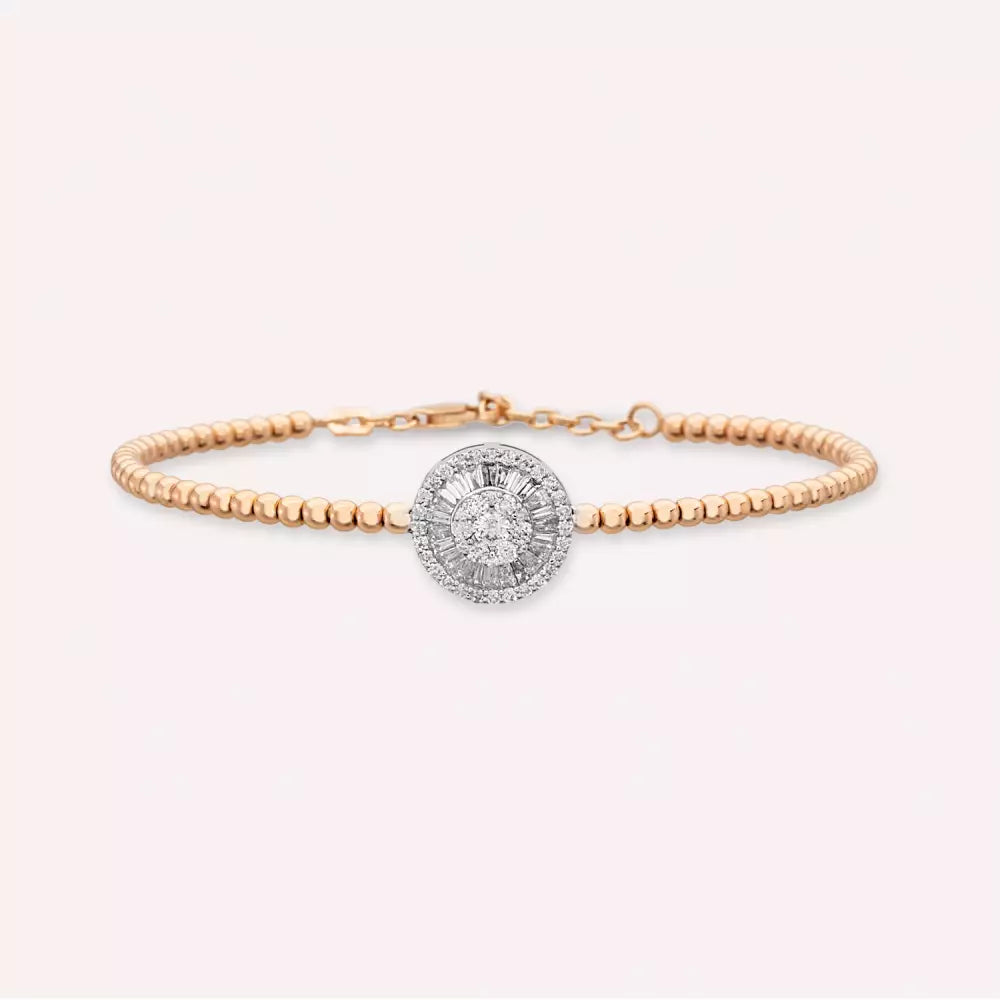 Trapez Kesim Pırlanta Taşlı Rose Altın Bileklik
