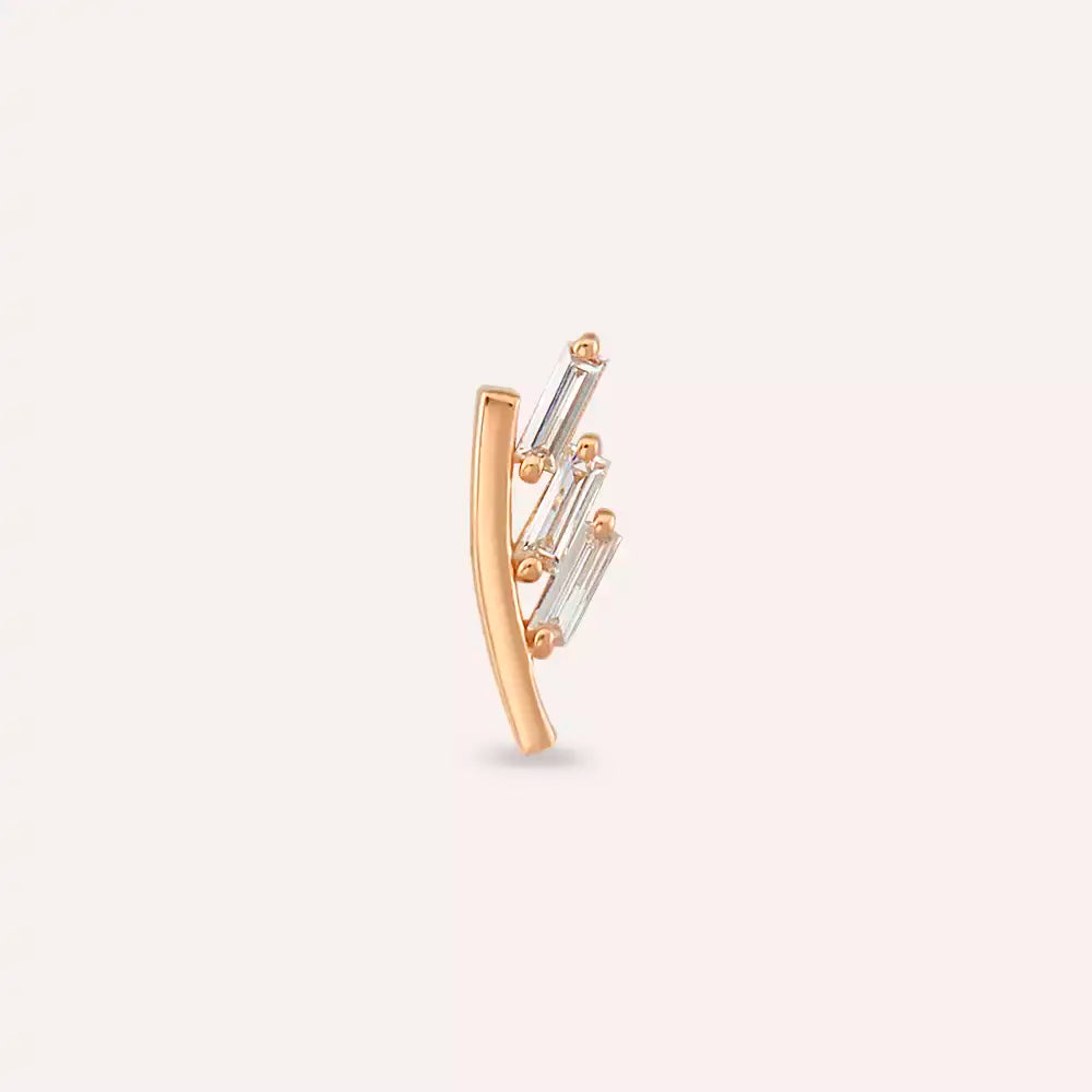 Traverse Pırlanta Taşlı Rose Altın Piercing