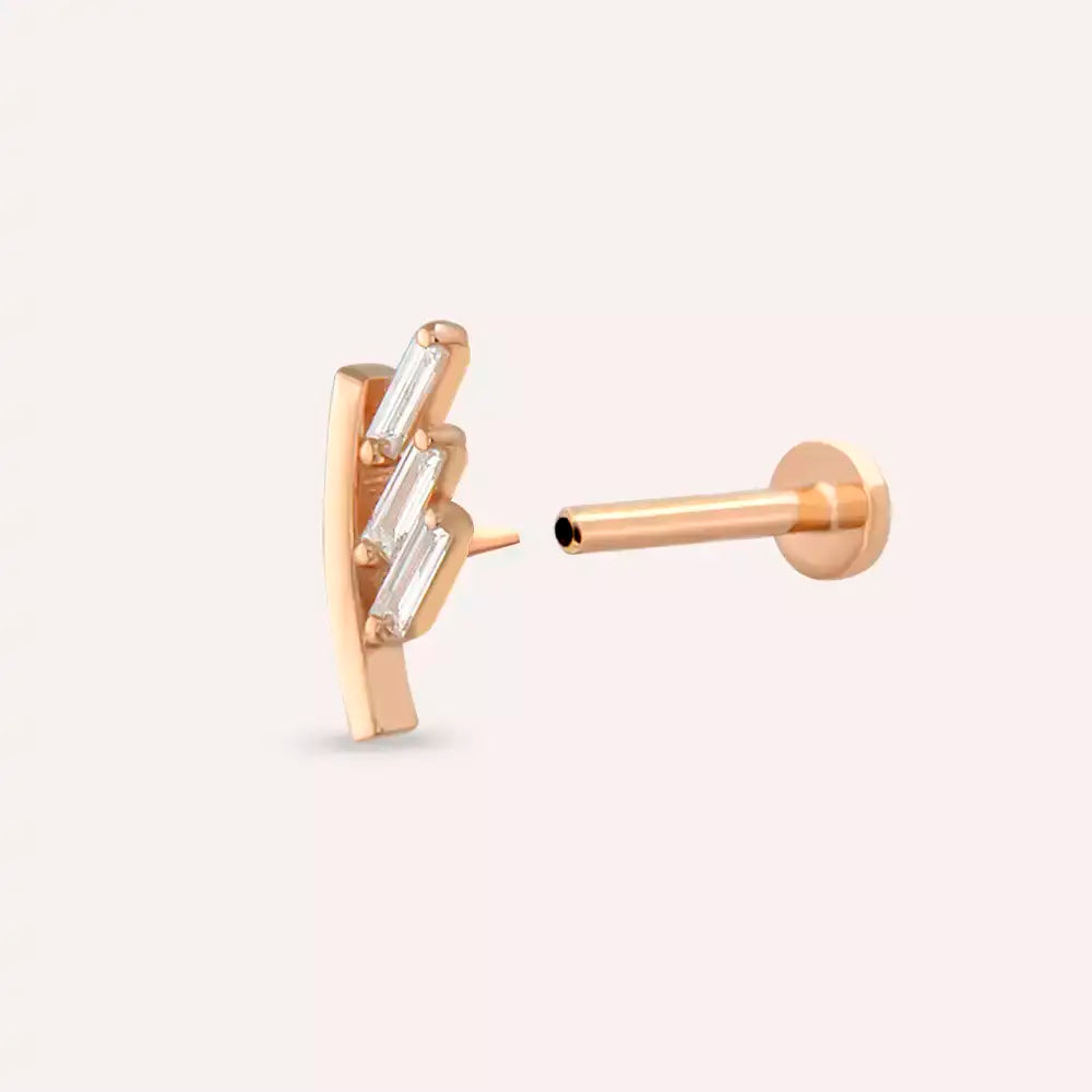 Traverse Pırlanta Taşlı Rose Altın Piercing