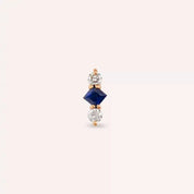 Tress Blue Safir ve Pırlanta Taşlı Rose Altın Piercing