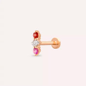 Tress Multicolor Safir ve Pırlanta Taşlı Rose Altın Piercing