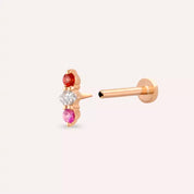 Tress Multicolor Safir ve Pırlanta Taşlı Rose Altın Piercing
