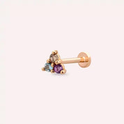 Triangle Ametist ve Aquamarin Taşlı Rose Altın Piercing