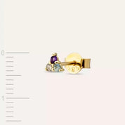 Triangle Brown Pırlanta, Ametist ve Aquamarin Taşlı Sarı Altın Tek Küpe