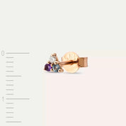 Triangle Pırlanta, Ametist ve Aquamarin Taşlı Mini Tek Küpe