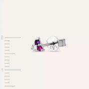 Triangle Pırlanta, Ametist ve Yakut Taşlı Beyaz Altın Mini Tek Küpe