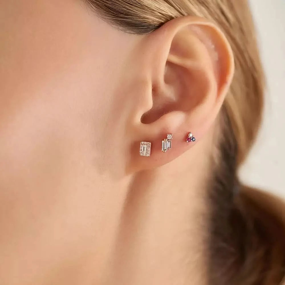 Triangle Pırlanta, Safir ve Yakut Taşlı Mini Tek Küpe