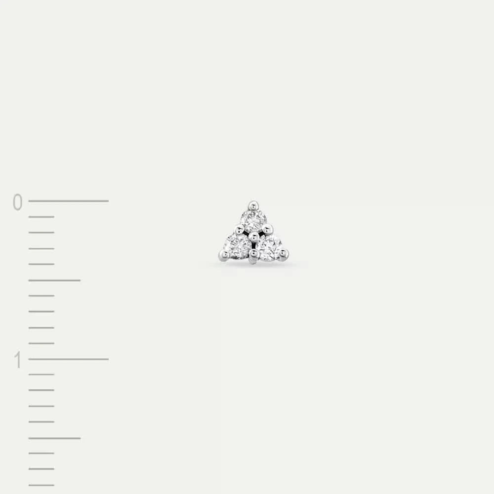 Triangle Pırlanta Taşlı Beyaz Altın Tek Küpe