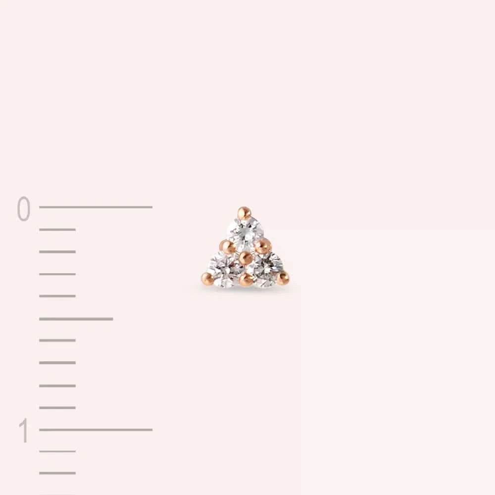 Triangle Pırlanta Taşlı Rose Altın Mini Tek Küpe