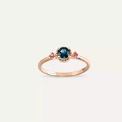 Trine Multicolor Safir Taşlı Rose Altın Yüzük