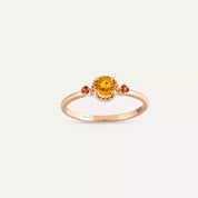 Trine Orange ve Red Safir Taşlı Rose Altın Yüzük