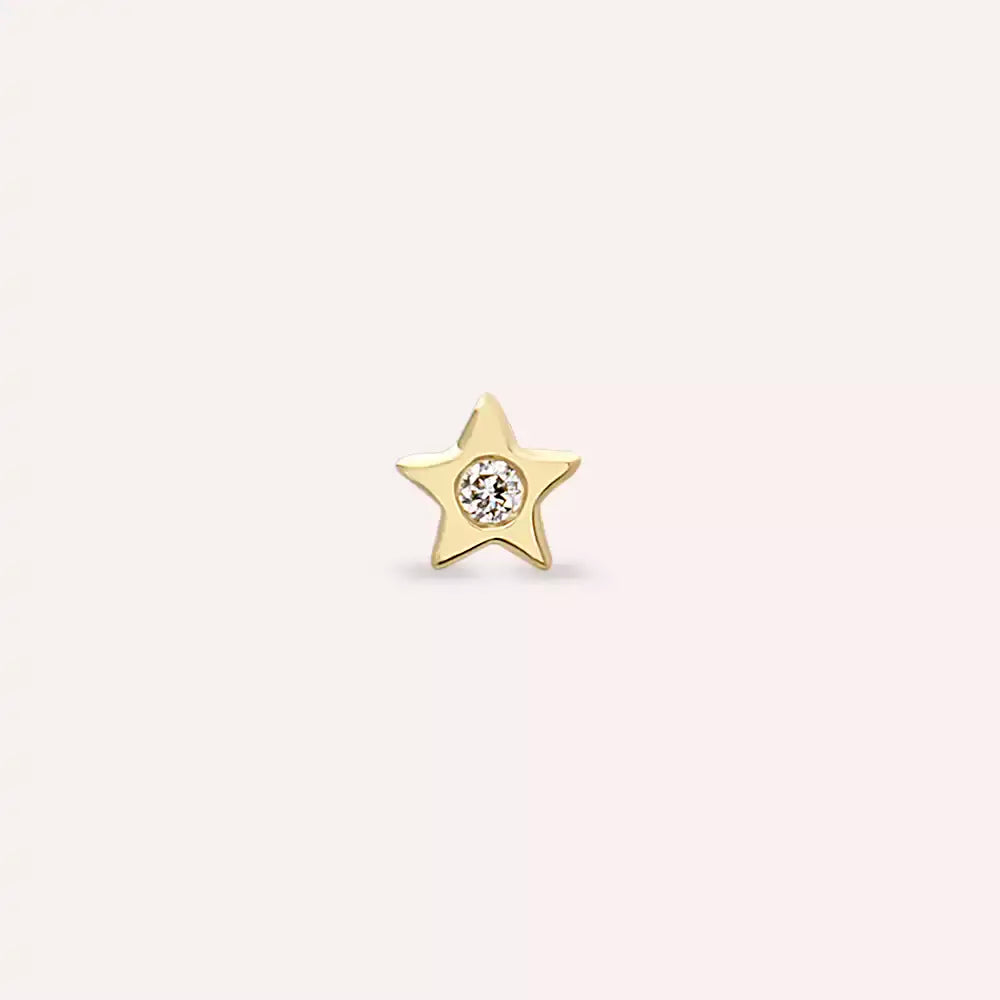 Twinkle Pırlanta Taşlı Sarı Altın Piercing