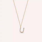 U Harf 0.10 CT Pırlanta Taşlı Rose Altın Kolye