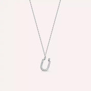 Ü Harf 0.12 CT Pırlanta Taşlı Beyaz Altın Kolye