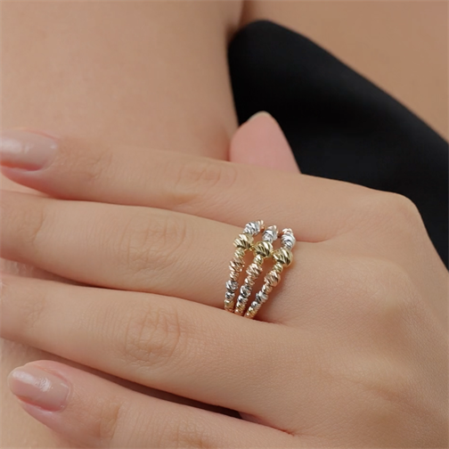 Üç Sıra Top Top Altın Yüzük