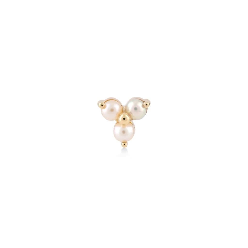 Üç Top İnci Taşlı Altın Tragus Piercing