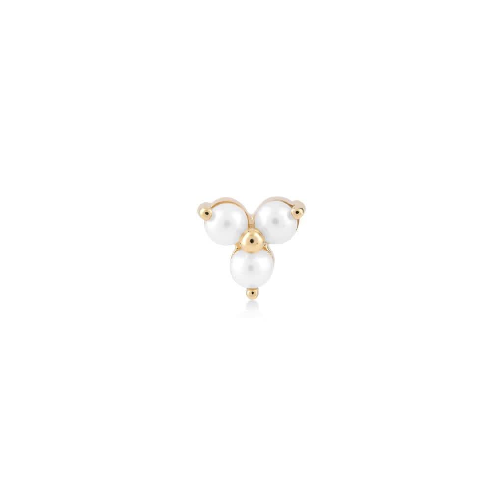 Üç Top İnci Taşlı Altın Tragus Piercing