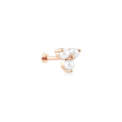Üç Top İnci Taşlı Altın Tragus Piercing