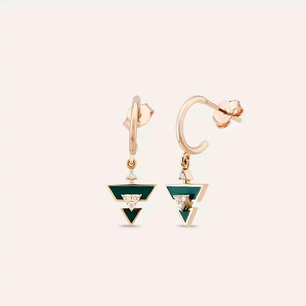 Ursa Minor Pırlanta Taşlı ve Yeşil Mineli Küpe