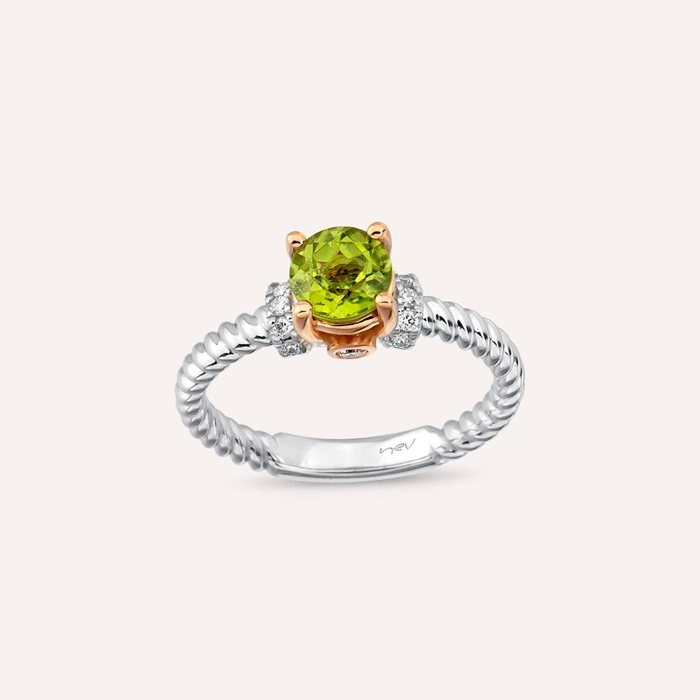 Valeria 1.22 CT Peridot ve Pırlanta Taşlı Beyaz Altın Yüzük - Tufanlar Kuyumculuk