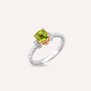 Valeria 1.22 CT Peridot ve Pırlanta Taşlı Beyaz Altın Yüzük - Tufanlar Kuyumculuk