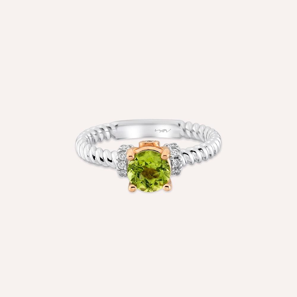 Valeria 1.22 CT Peridot ve Pırlanta Taşlı Beyaz Altın Yüzük - Tufanlar Kuyumculuk