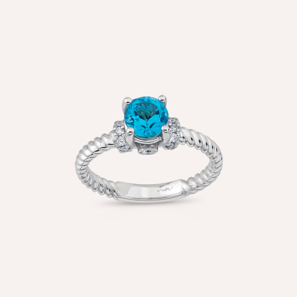 Valeria 1.22 CT Topaz ve Pırlanta Taşlı Beyaz Altın Yüzük