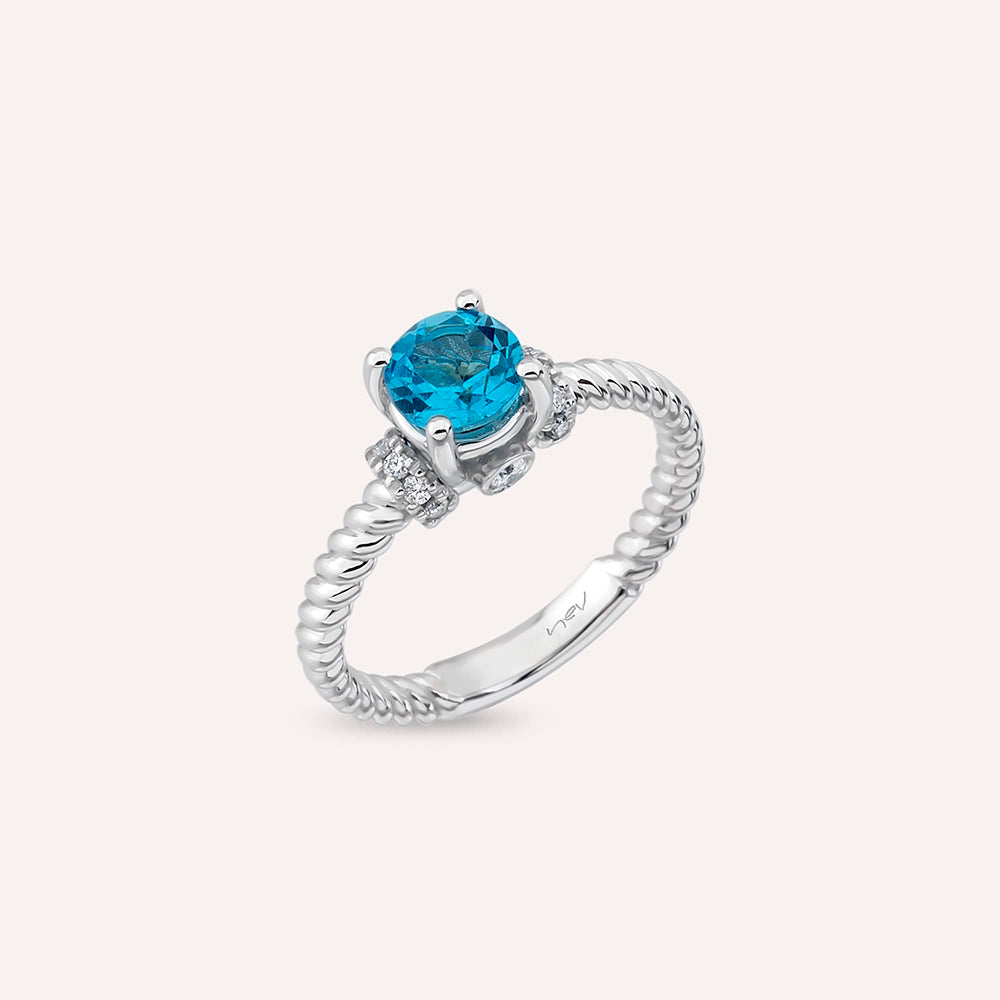 Valeria 1.22 CT Topaz ve Pırlanta Taşlı Beyaz Altın Yüzük
