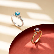 Valeria 1.22 CT Topaz ve Pırlanta Taşlı Beyaz Altın Yüzük