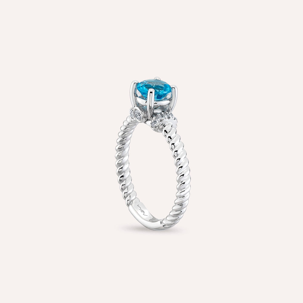 Valeria 1.22 CT Topaz ve Pırlanta Taşlı Beyaz Altın Yüzük