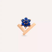 Vela Blue Safir Taşlı Rose Altın Piercing