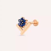 Vela Blue Safir Taşlı Rose Altın Piercing