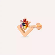 Vela Multicolor Safir Taşlı Rose Altın Piercing