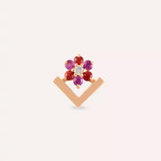 Vela Multicolor Safir ve Pırlanta Taşlı Rose Altın Piercing