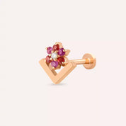 Vela Multicolor Safir ve Pırlanta Taşlı Rose Altın Piercing