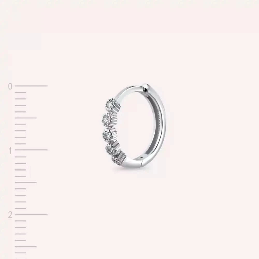 Vela Pırlanta Taşlı Beyaz Altın Halka Küpe