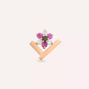 Vela Pırlanta ve Multicolor Safir Taşlı Rose Altın Piercing