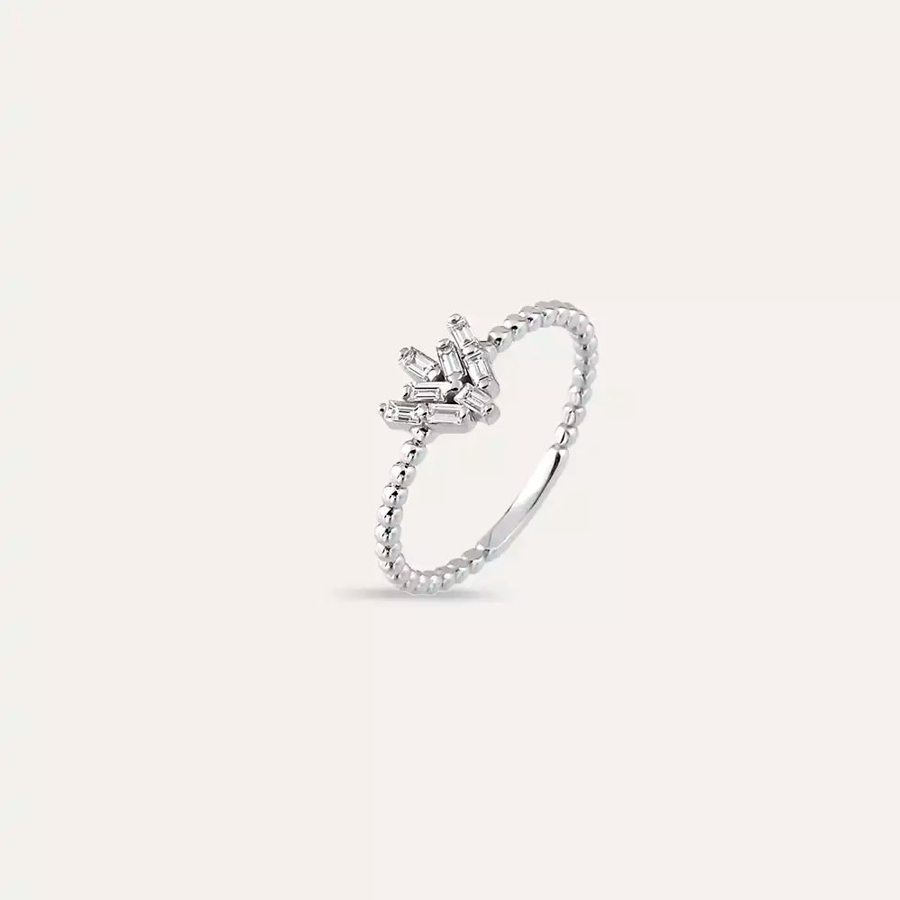 Vetra 0.17 CT Baget Pırlanta Taşlı Beyaz Altın Yüzük