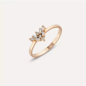 Vetra Baget Kesim Pırlanta Taşlı Rose Altın Yüzük